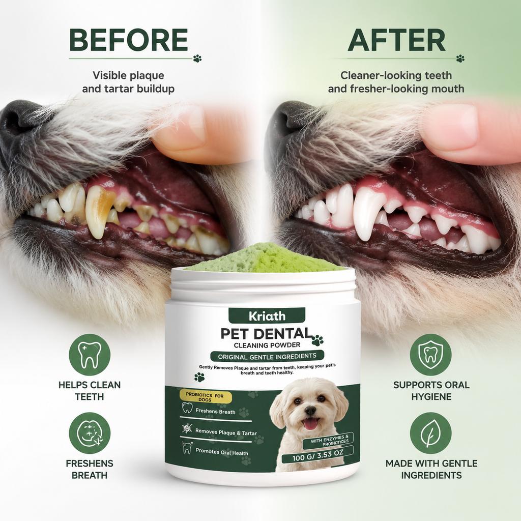 Dog Dental Care Powder Cat Breath Freshener Plaque Tartar Control Pet Oral Hygiene Natural Enzyme Teeth Cleaning Healthy Gums