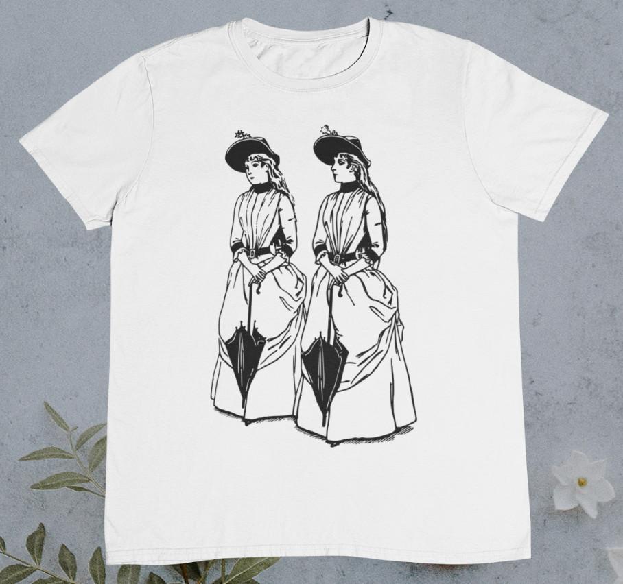 Vintage Women Twins T shirt Vintage British Ladies %100 Premium Cotton