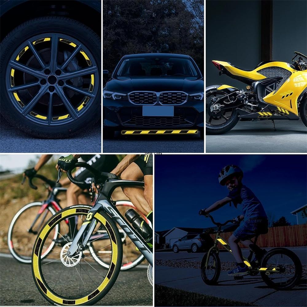 8Inchx16FT Waterproof Reflective Twill Tape Fluorescent Yellow-Black Adhesive High Visibility Warning Safety Conspicuous Sticker