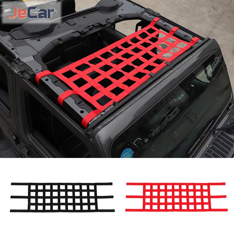 JeCar Car Roof Multifunction Trunk Mesh Cargo Top Bed Rest Storage Net For Jeep Wrangler TJ JK JL 2007 Up Exterior