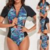 Sept Fashion Women's Short Sleeve Printed One Piece Surf Swimsuit Bikini