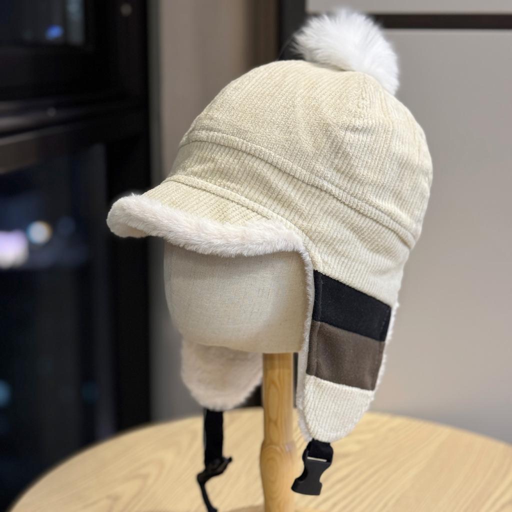 Новая зимняя плюшевая шапка с защитой ушей для женщин, вельветовая плюс бархатная теплая шапка-ушанка, защита от холода, кепка с козырьком, шапка-авиатор, тренд