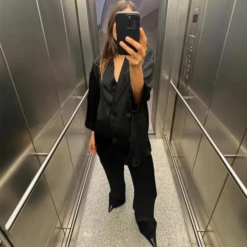 Женский тонкий повседневный пиджак, модный мятый пиджак с длинными рукавами и отложным воротником, свободный, для поездок на работу, осень, новая мода