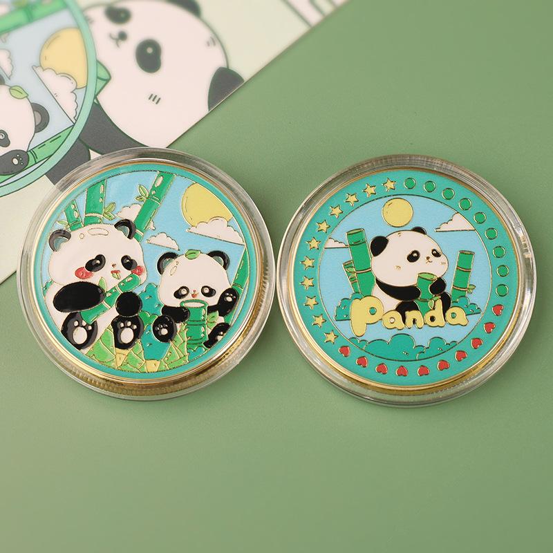 Panda eating bamboo, commemorative medals, tourist souvenirs, scenic spot commemorative coins, cultural and creative gifts, collectible gold coins