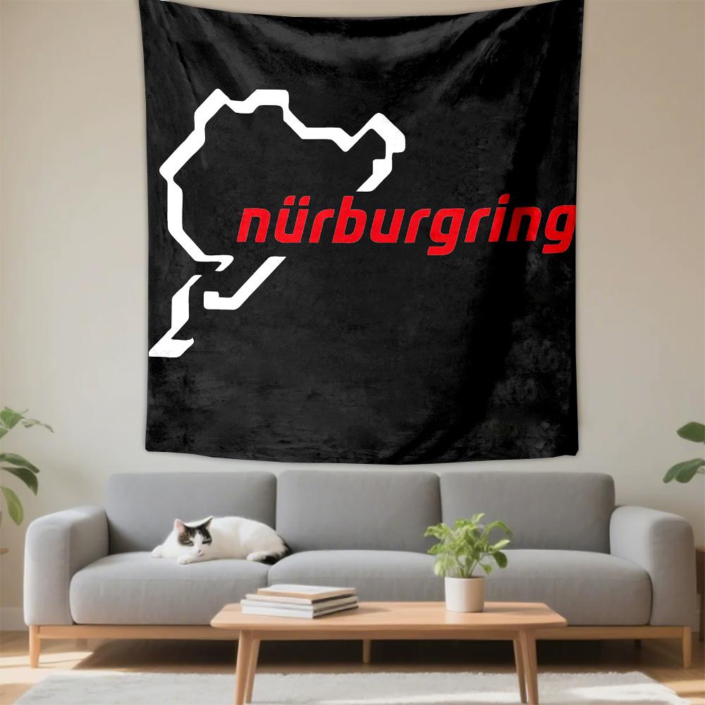Nürburgring logo black red white design Patterned tapestry for bedroom and living room home decor