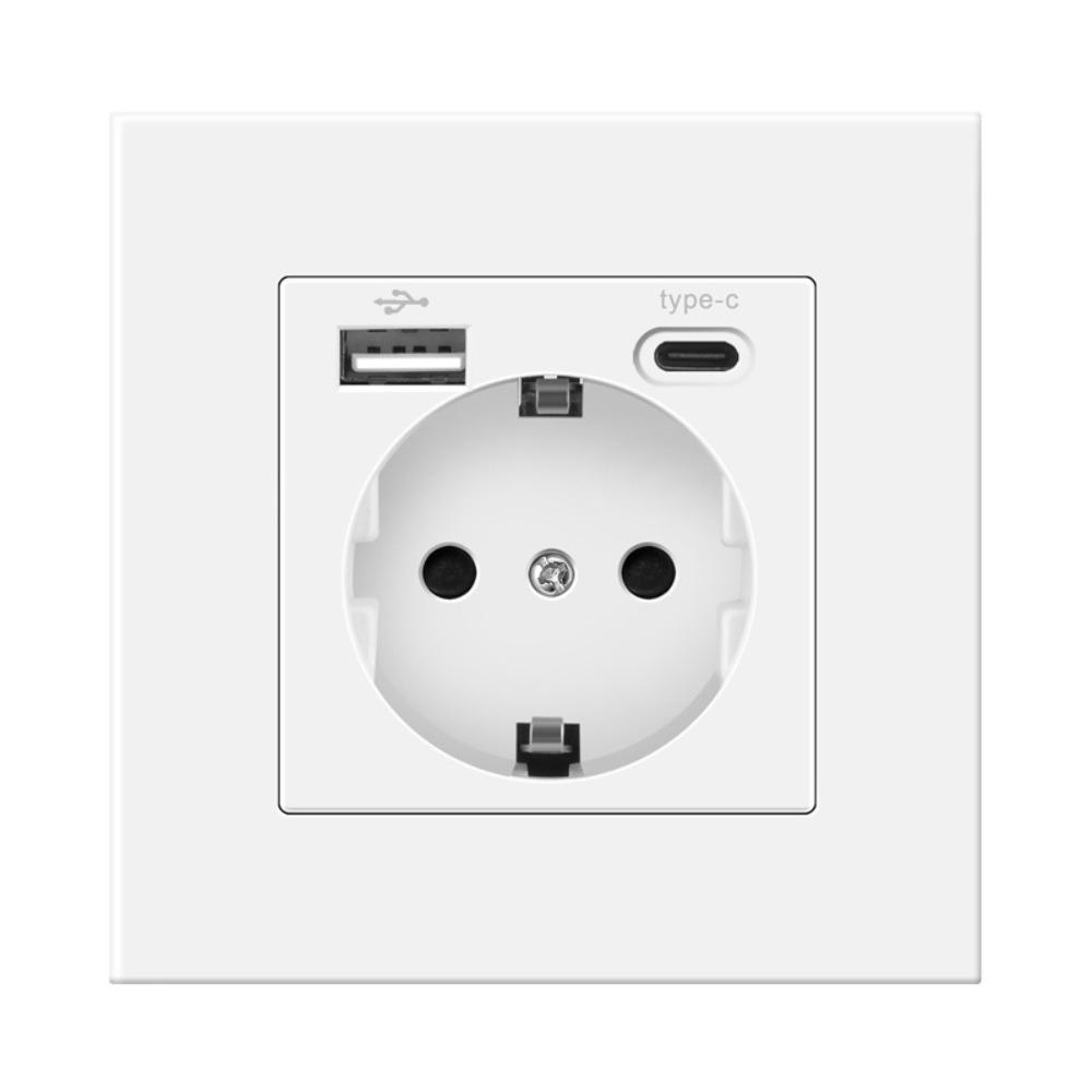 Быстрое зарядное устройство с европейской вилкой Пластиковая панель Порт для зарядки Доступен USB-разъем типа C Разъем питания