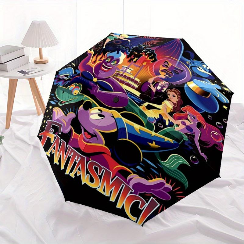 1pc Disney Characters Fantasmic Automatic Folding Cartoon Umbrella - 3 Folding Design, Vivid Cartoon Pattern, Suitable for Outdoor Activitie