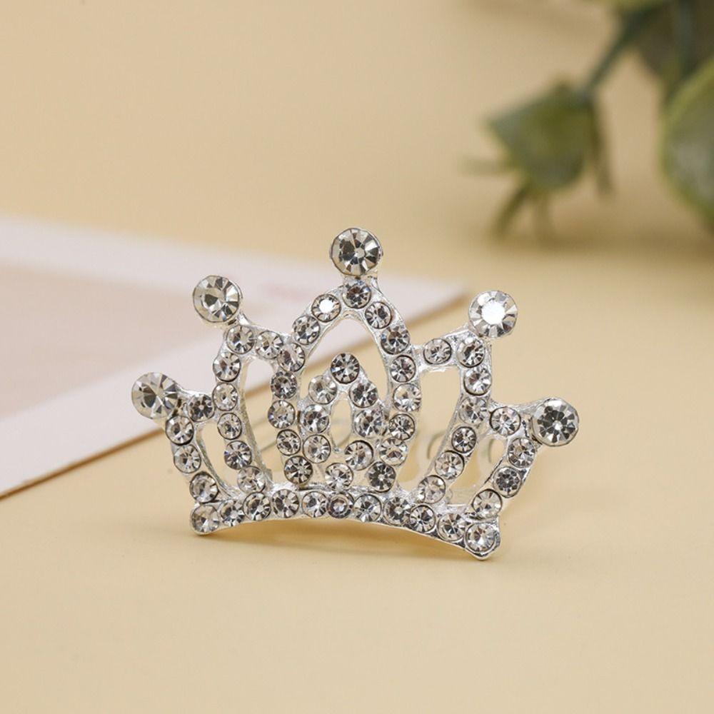 Love Heart Children Tiara Headband Star Rhinestone Hairpins Sweet Crystal Crown Hair Comb  Bridal