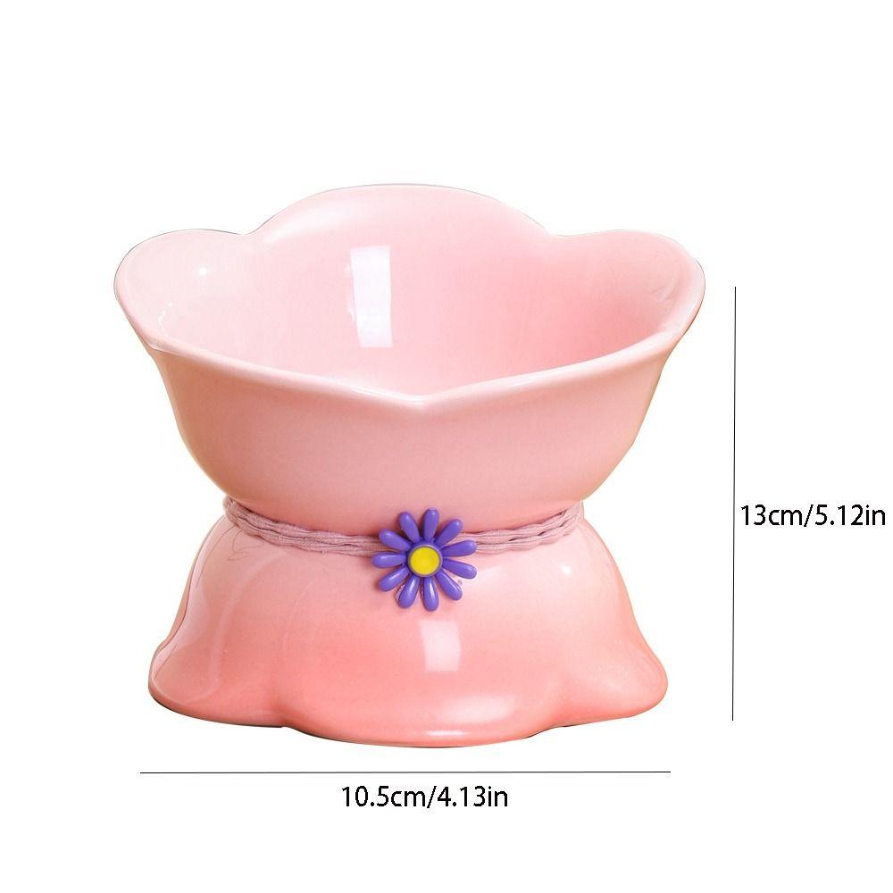 Flower Shape Pet High Foot Bowl Gradient Color Pet Drinking Feeder Multi-use Cat Bowl  Kitten Puppy
