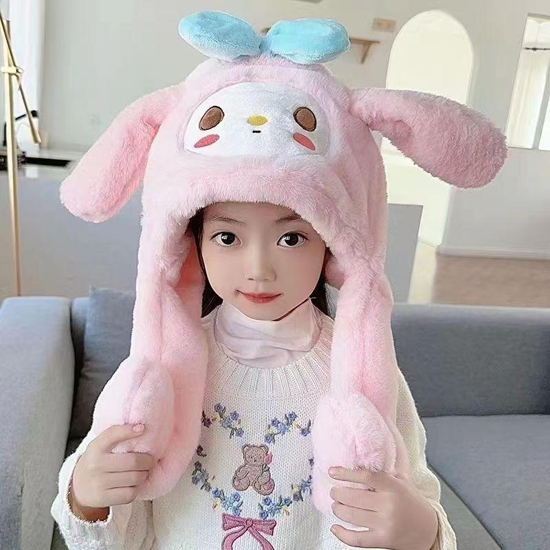 [Уши двигаются] Зимний новый детский плюшевый шарф шапка-одно целое милый мультяшный аэрбэг детская ветрозащитная шапка