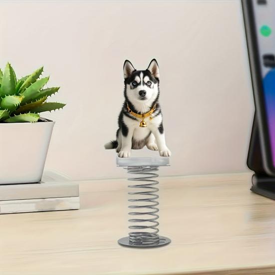 2D Swing Animal Decoration with Spring Acrylic Flat Cartoon Cat Ornament Car Dashboard