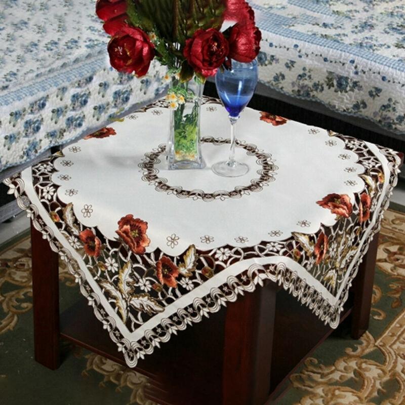 Tablecloth Lace Party Receptions Satin Cover Decoration Dining Embroidered