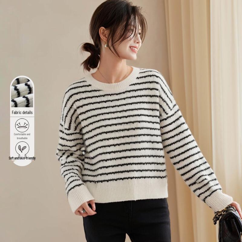 Handu Yishe Women's Wool Blend Round Neck Knitted Sweater