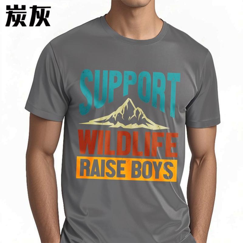 Unisex Summer Women tshirt Support Wildlife Raise Boys Mountain Design Short Sleeve Travel O Neck Tees Cotton Tshirt For Men