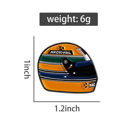 Эмалевые значки гонщика F1 на заказ, броши в виде шлема Айртона Сенны, значки на лацкан, забавные украшения для одежды, подарок для детей, друзей
