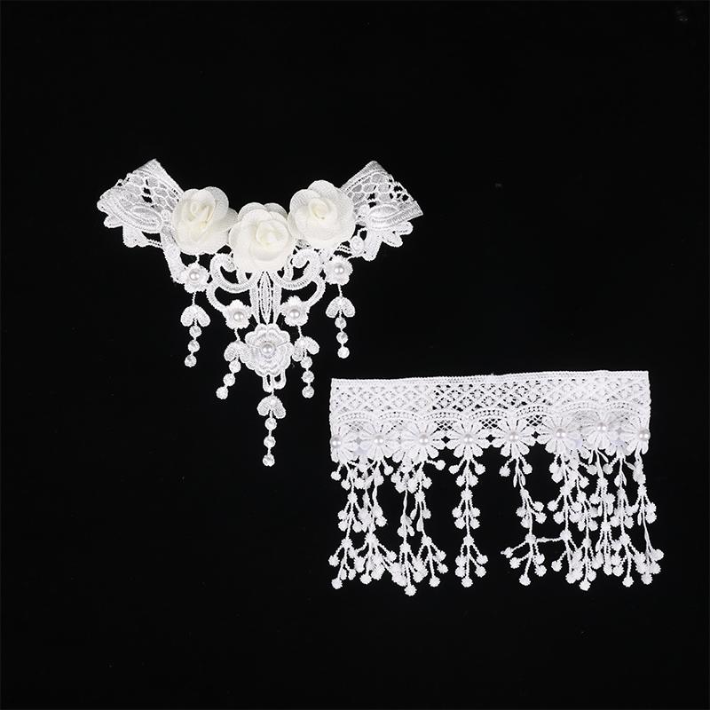 Винтажный классический готический тату-чокер с кружевом для женщин, черный кулон-шарм