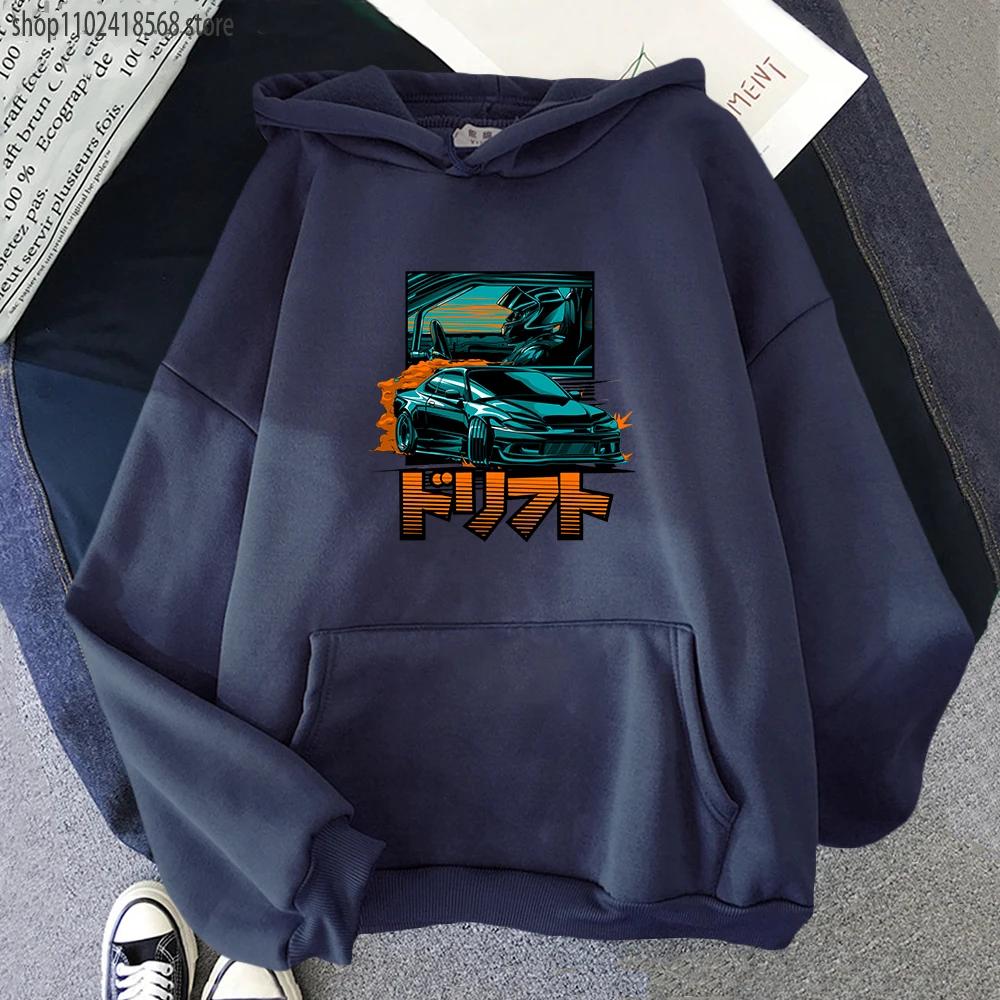 Initial D JDM Men Hoodie Men Japanese Car Streetwear Anime Print Winter Nissan Silvia Dorifto Casual Women