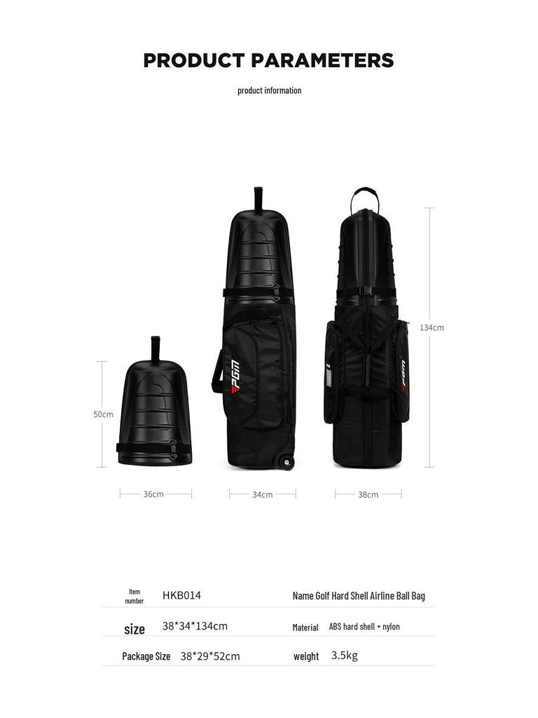 PGM Golf Aviation Bag: Hard Shell, Wheeled Travel Bag for Men & Women – Anti-Collision & Anti-Extrusion.