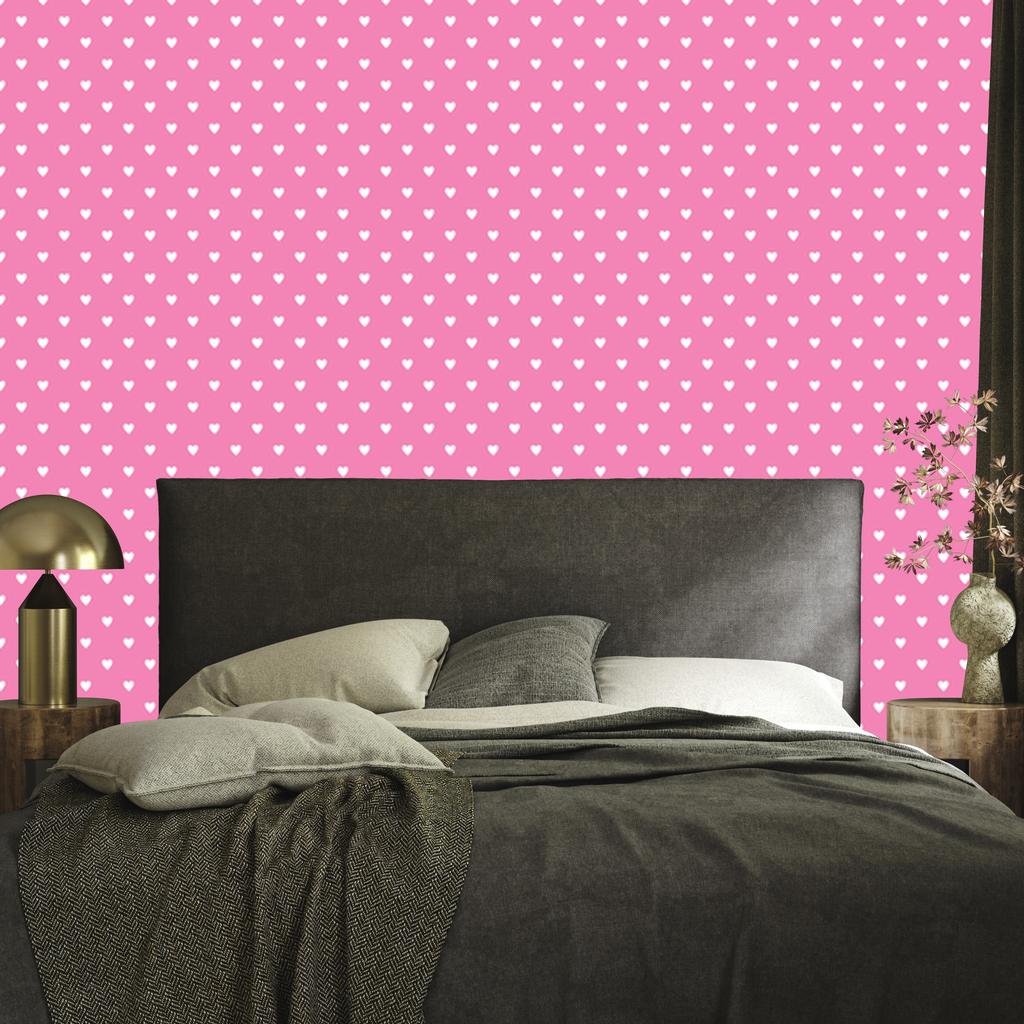 Hearts Wallpaper Powder Pink and White 50x1000