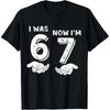 I was 6 Now I'm 7 Six Seven Meme with Hands 7th Birthday T-Shirt