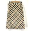 Silk Check Skirt Below Knee Women’s 64-91 Beige Lining Cupra Japan(USED)