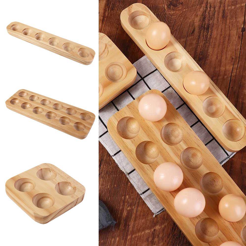 Japanese-style Wooden Egg Holder 4/6/12 Holes Egg Storage Rack Household Egg Plate  Tabletop