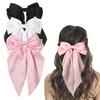3 шт. Элегантные заколки-банты для волос в стиле ретро, однотонные аксессуары для волос с бантом черного, белого и розового цвета