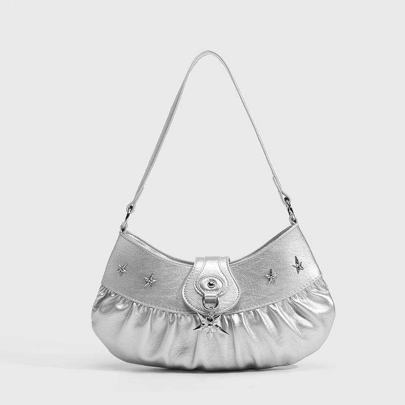 Niche Bag Mint Star Armpit Bag Women's Spring and Summer New Pleated Dumpling Bag Shoulder Bag