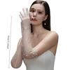 Bridal Gloves Heavy Handmade Beading Elegant Long Elegant Slim Wedding Dinner Party Tulle Gloves Wedding Accessories