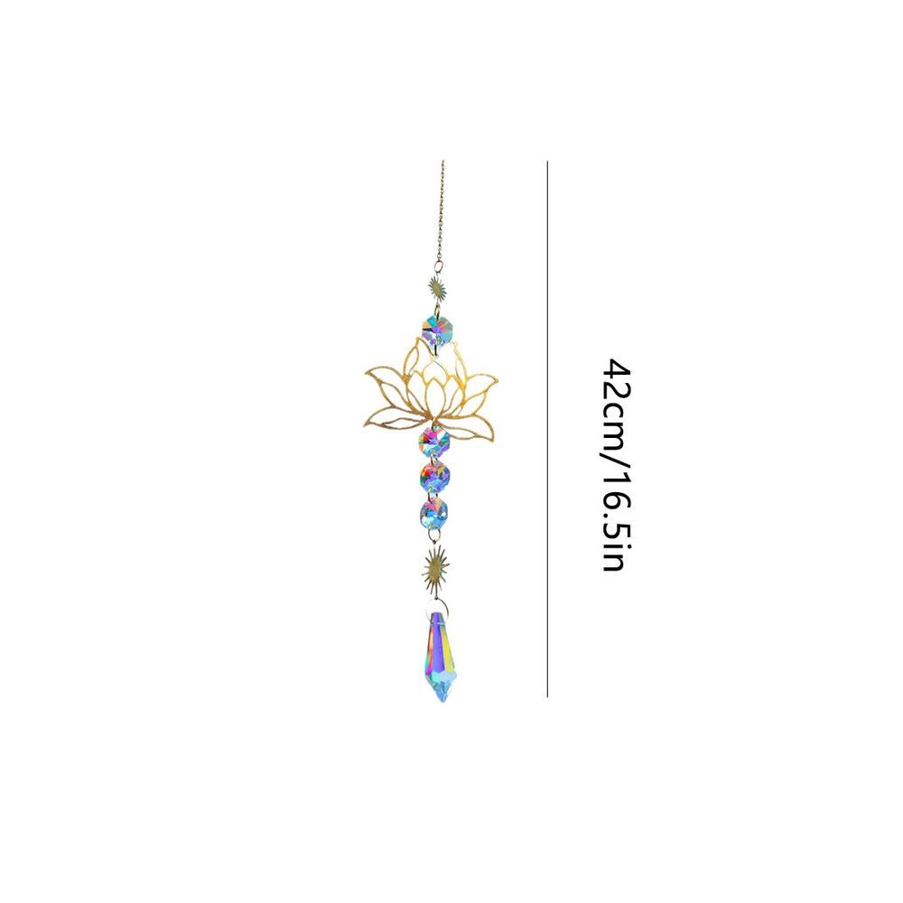 Ловец Солнца Кристалл Лотос Подвесные Кристаллы Витражное Стекло Ловец Солнца Уличный Декор Радужный Создатель Призма Чакры Садовое Украшение