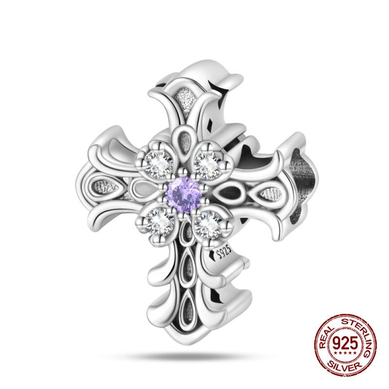 Original Charms Copper Fashion Synthetic Zircon Cross Series Charm Bead Fit 3Mm Original Bracelet For Women Diy Jewelry Gift