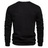Fall Winter Men Top Loose O Neck Long Sleeves Pure Color Warm Pullover Mid