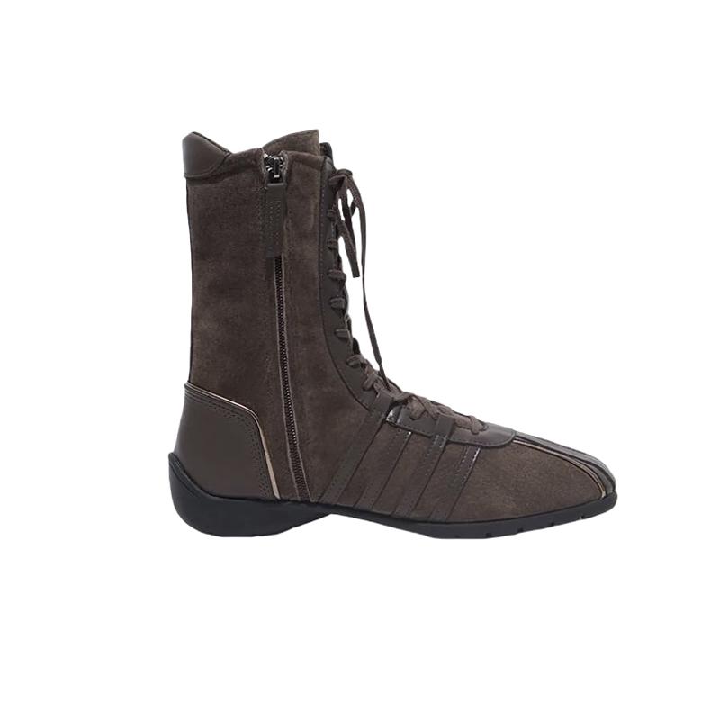 Женские балетные туфли ботинки Thi Bot 2025 Новые из натуральной кожи на шнуровке Ретро ботинки корейские весенние