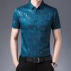 Мужская рубашка в стиле business casual с принтом и коротким рукавом - Отложной воротник, Модные стили для среднего и молодого возраста
