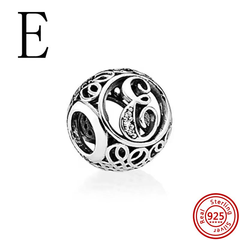 925 Чистая медь Символ бесконечности Полый Круг A-Z 26 Букв Алфавита Сияющие Циркониевые Бусины Подходят для Оригинального Браслета с Шармами Pantaro