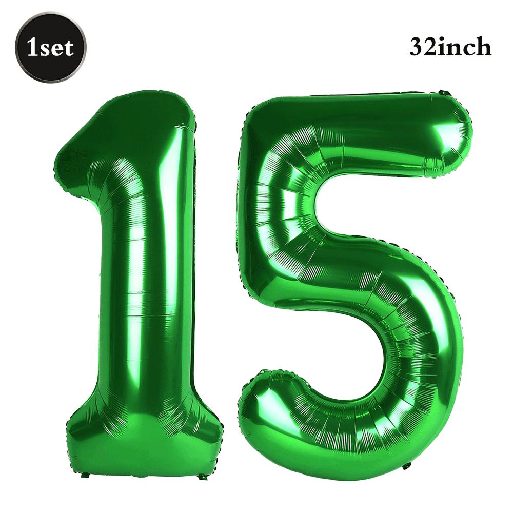 32 Inch Green Number Foil Balloons 0-9 Jungle Safari Theme Soccer Party Decor Kid Boy 1st Birthday Dinosaur Baby Shower Supplies