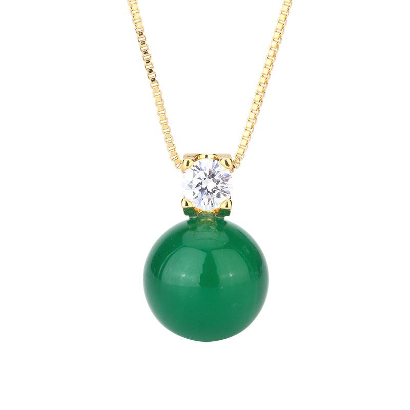 Комплект украшений на осень и зиму, имитация натурального халцедона, цепочка на ключицу, императорский зеленый, серебряные серьги-иглы S925, элитные, легкие, роскошные, для женщин