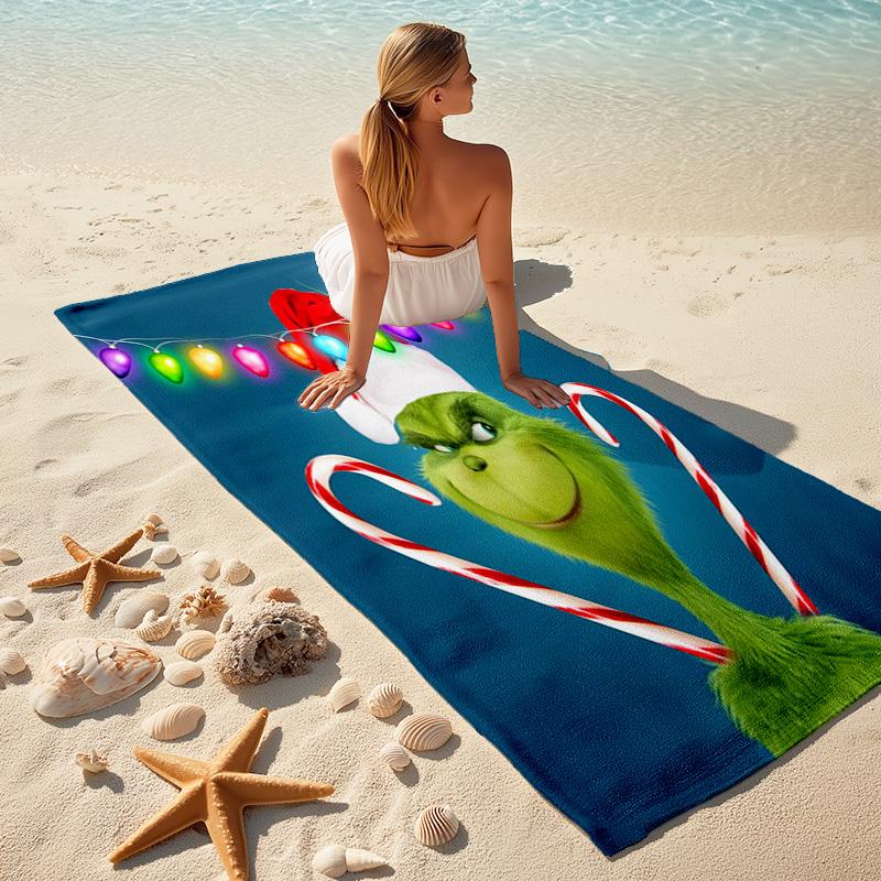 Christmas Gift Oscar Comedy Movie How the Grinch Stole Christmas soft beach towel outdoor camping vacation swinging beach scarf decorative blanket B22