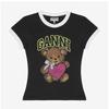 Ganni Женская футболка с контрастным воротником и рукавами Baby Fit T4335 252