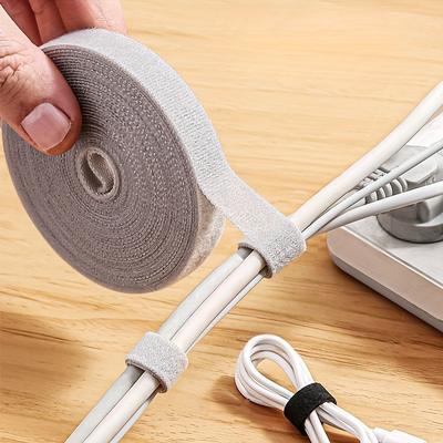 1 рулон многоразовых кабельных стяжек - многоцелевая крепежная лента для организации шнуров, укладки проводов и хранения - батарея не требуется