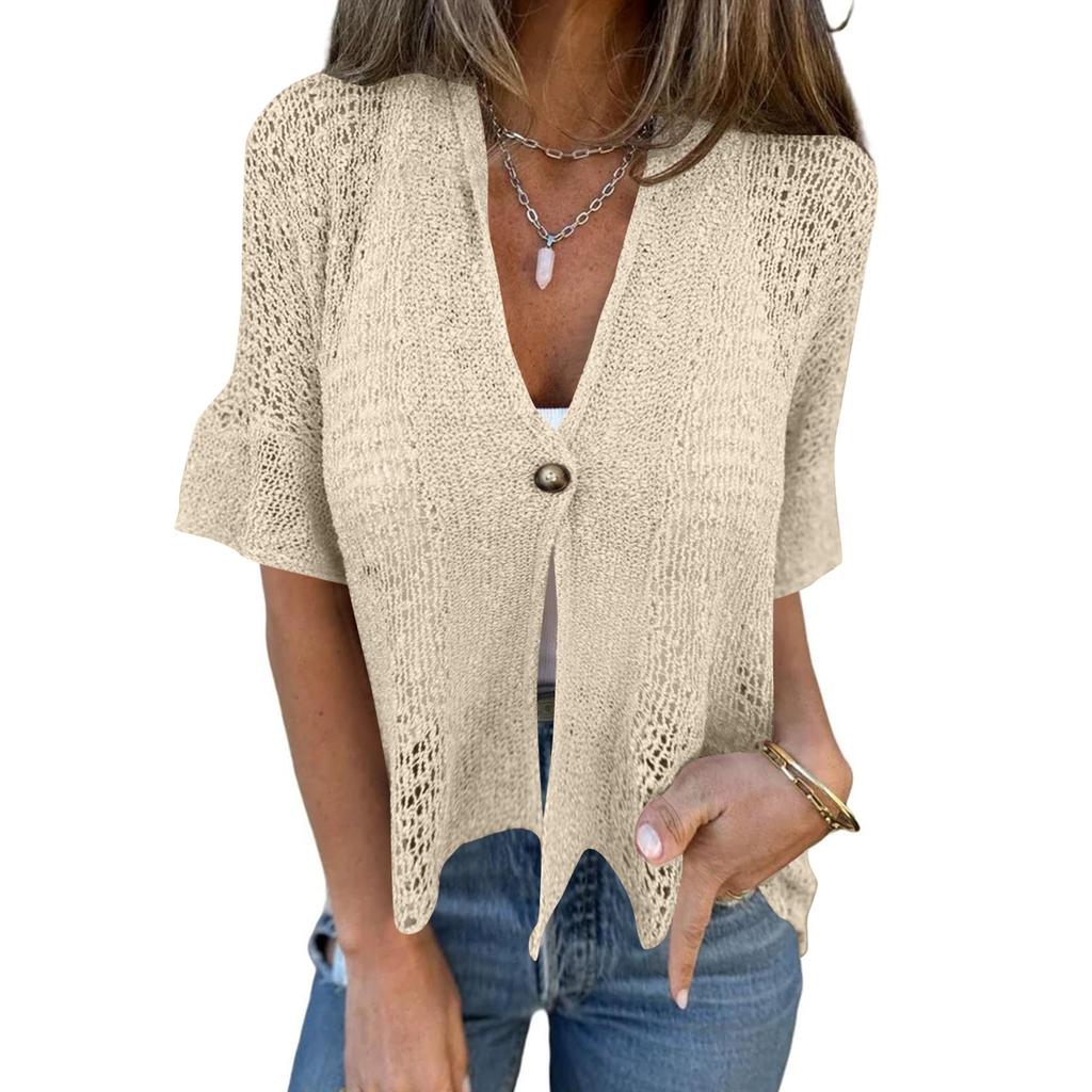 Женский льняной кардиган с рукавами 3/4, свободного кроя с капюшоном, куртка-шаль