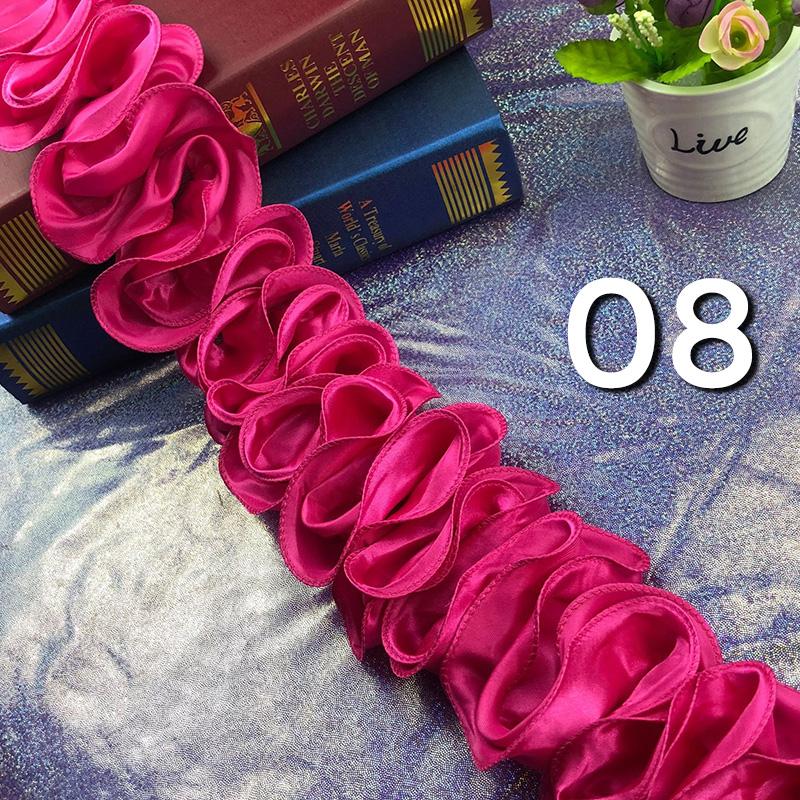 5 ярдов кружевной отделочный край шифон атлас плиссированная лента собранная ткань для поделок платье юбка подол букет украшение