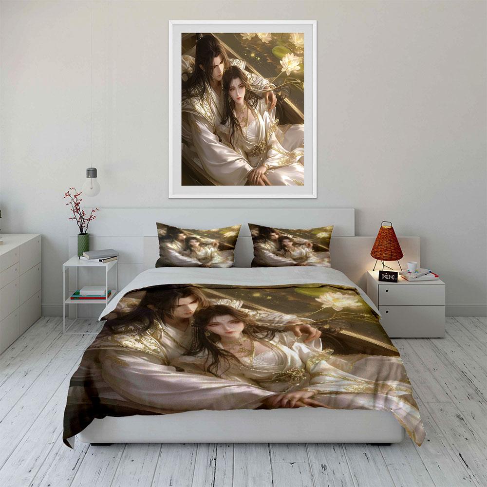 "Elegant Couple Outfit Set" Bedding Set with 1 Duvet Cover 2 Pillowcases Single Double King Queen, Gift