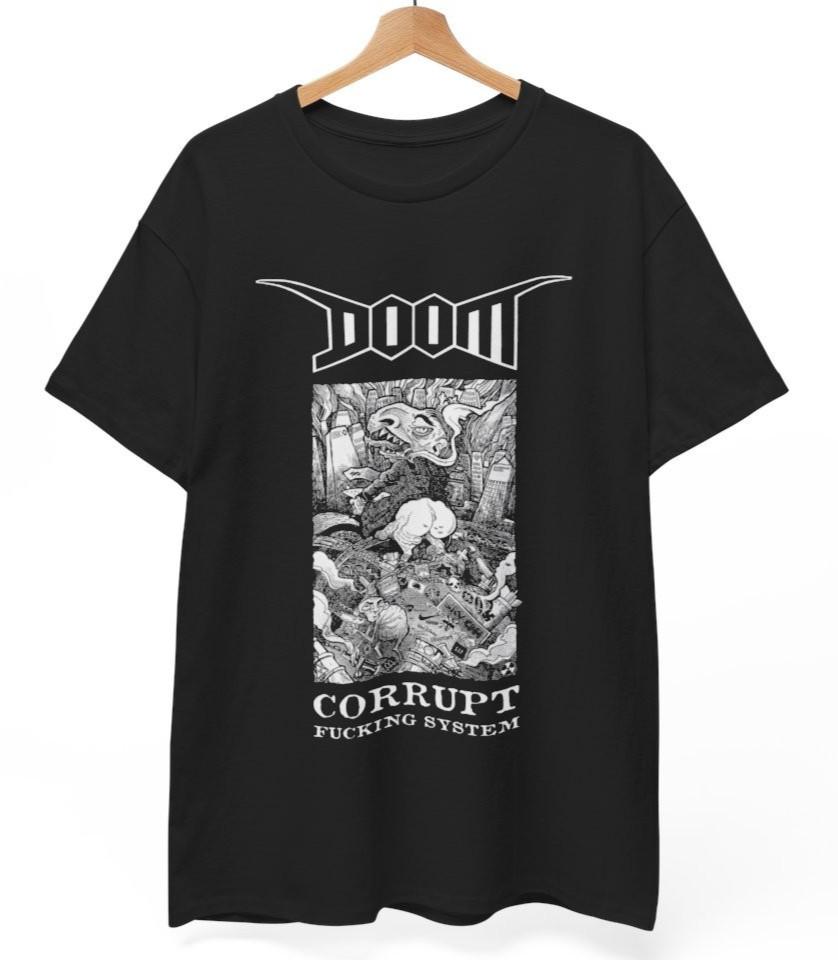Футболка с изображением группы Doom Band Corrupt F*cking System | Панк-хардкор D-beat