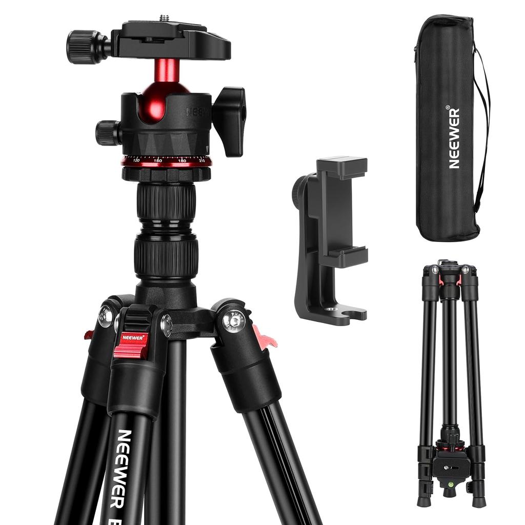 Neewer BASICS Портативная штативная стойка для камеры, штатив для DSLR, с шаровой головкой QR, для iPhone, для видео, максимальная нагрузка TP14, штатив, 182 см, компактный, легкий,