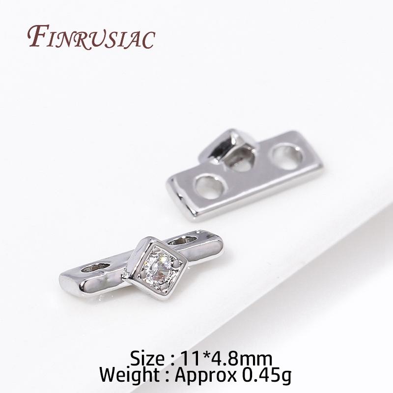 18K Gold Plated 2/3 Hole Separators For Beads,Inlaid Zircon Beads Separators,Handmade Decorative DIY Beading Jewelry Materials