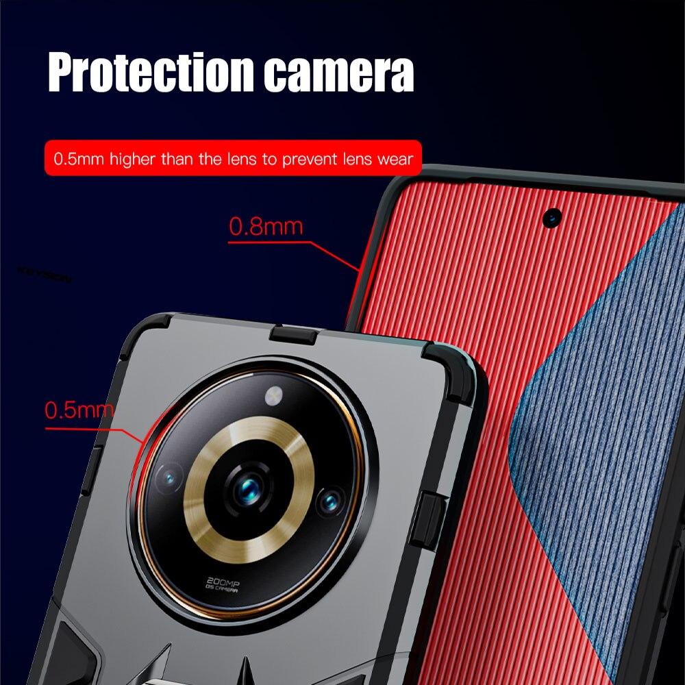 KEYSION Противоударный защитный чехол для Realme 11 Pro + 5G, мягкий силиконовый чехол с кольцом-подставкой для ПК для OPPO Realme Narzo 60 Pro 60 5G