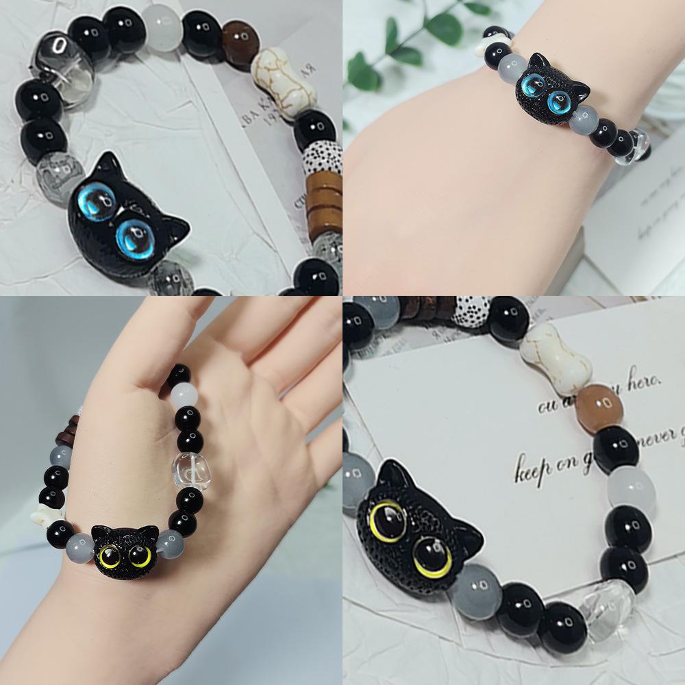 2023 Cute Black & White Couple Bracelets: Cheese, Black Sesame, Black Cat Design