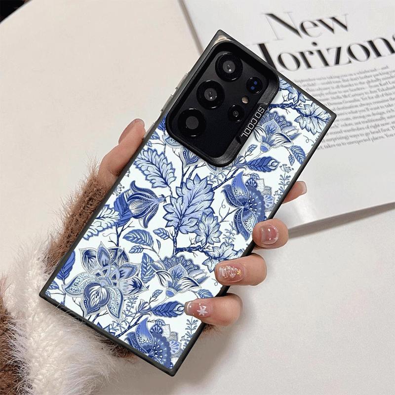 Ударопрочный чехол для телефона с узором из сине-белого фарфора для Samsung Galaxy S26 Edge S25 Ultra S24 FE S23 Plus S21 Защита от падения