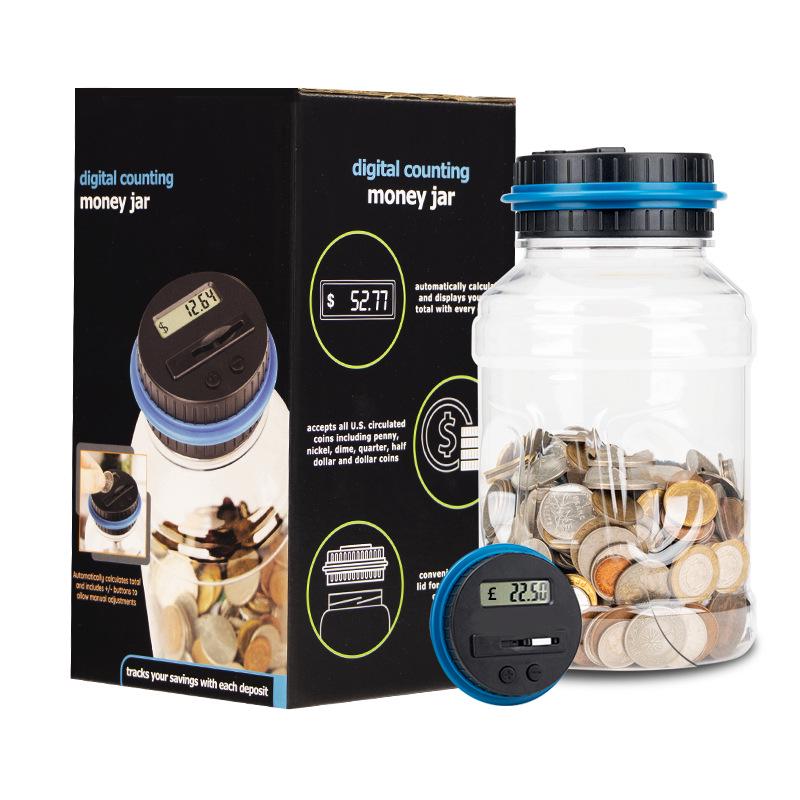 Large Capacity Coin Counting Piggy Bank (1.8L) – USD & Euro Compatible Kid's Toy